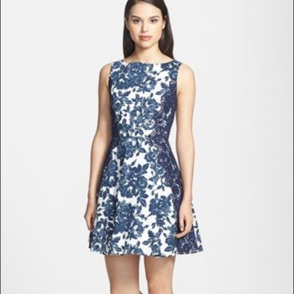 Jessica Simpson A-line navy/ white floral dress